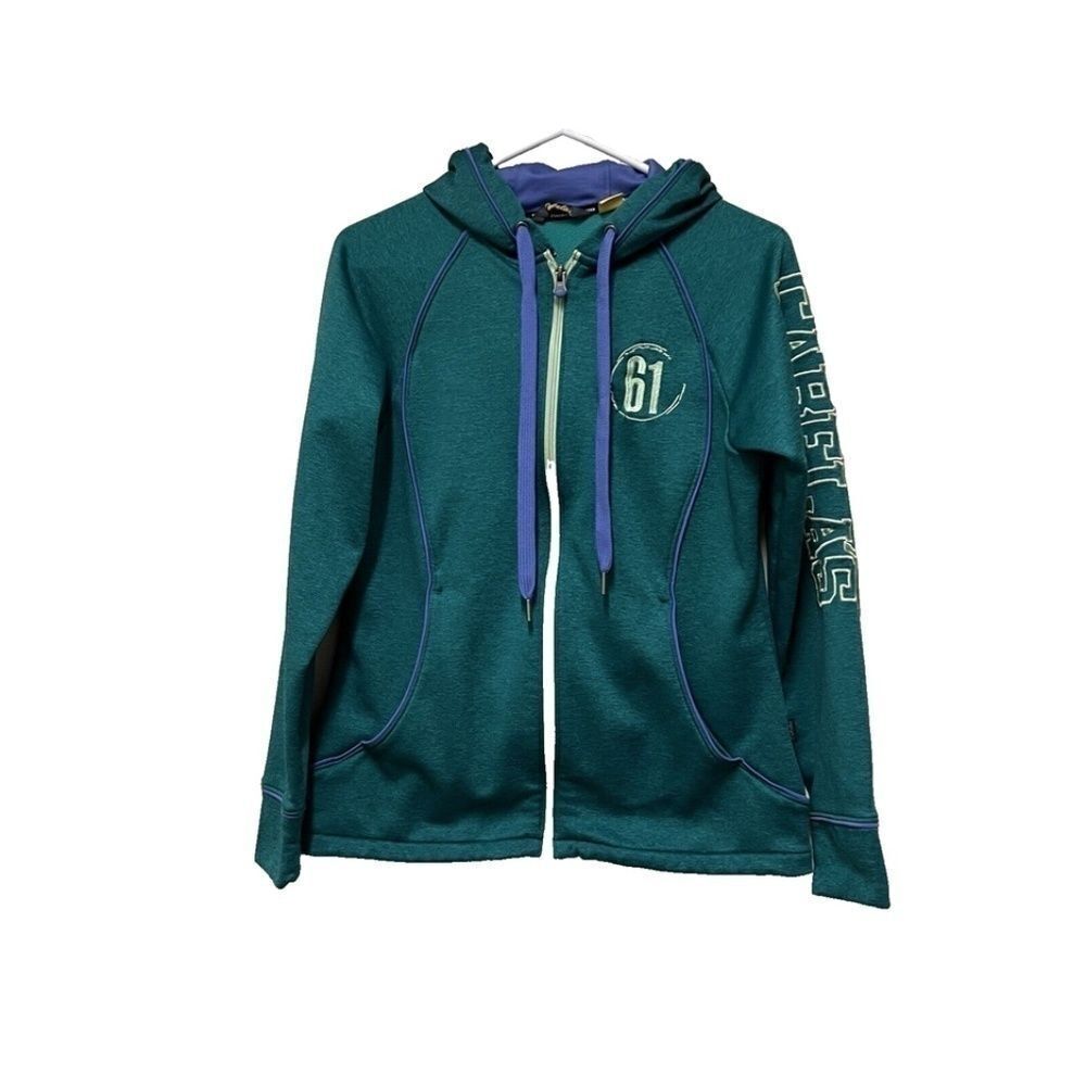 Womens Cabelas Hoodie Jacket Size Small With Zipper Closure Green Purple